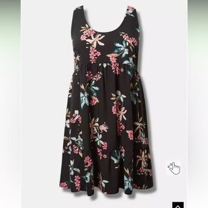 Mini Challis Tiered Tank Dress with pockets.